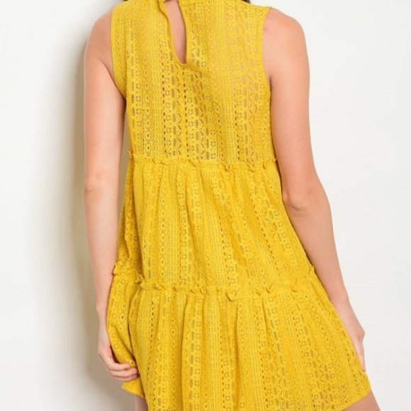 LAST 1BOHO CHIC YELLOW LACE DRESS - Picture 3 of 4